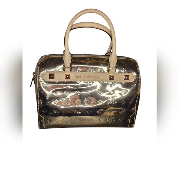 11x8x5.Michael Kors Gold Satchel Bag & wristlet. New shoulder strap. - Picture 9 of 15